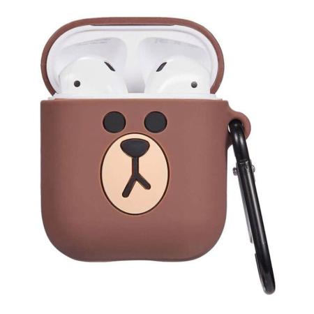 Чехол Carton Silicone Case Мишка для Apple AirPods Brown, коричневый Чехол Carton Silicone Case Мишка для Apple AirPods Brown, коричневый