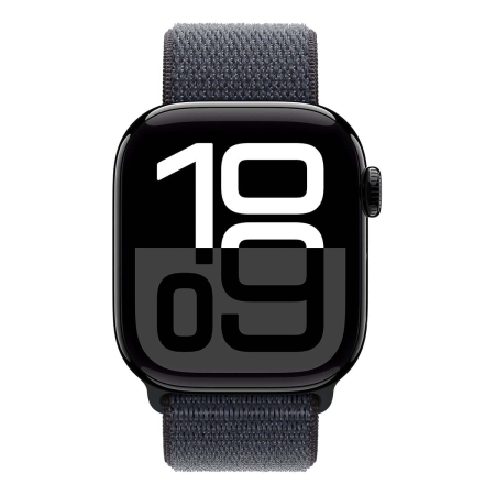 Apple Watch Series 10, 42 мм корпус из алюминия цвета «Jet Black», ремешок Sport Loop цвета «Ink» Apple Watch Series 10, 42 мм корпус из алюминия цвета «Jet Black», ремешок Sport Loop цвета «Ink»