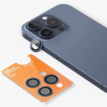Защитное стекло для камеры iPhone 15 Pro BLUEO Original metal frame Синий Защитное стекло для камеры iPhone 15 Pro BLUEO Original metal frame Синий