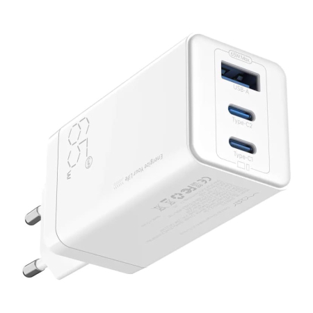 Сетевое зарядное устройство WiWU Vyvylabs Gan Fast Charger 65 Вт A+2C (GAN65EU-WH) Белый Сетевое зарядное устройство WiWU Vyvylabs Gan Fast Charger 65 Вт A+2C (GAN65EU-WH) Белый