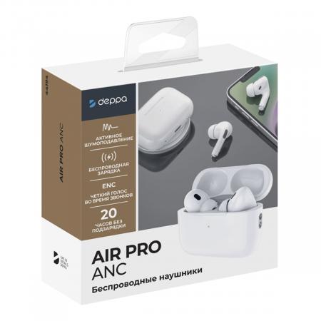 Беспроводные наушники с микрофоном Deppa Air Pro ANC, TWS, BT 5.2, 300 мАч, ANC, QI (44194) Белый Беспроводные наушники с микрофоном Deppa Air Pro ANC, TWS, BT 5.2, 300 мАч, ANC, QI (44194) Белый