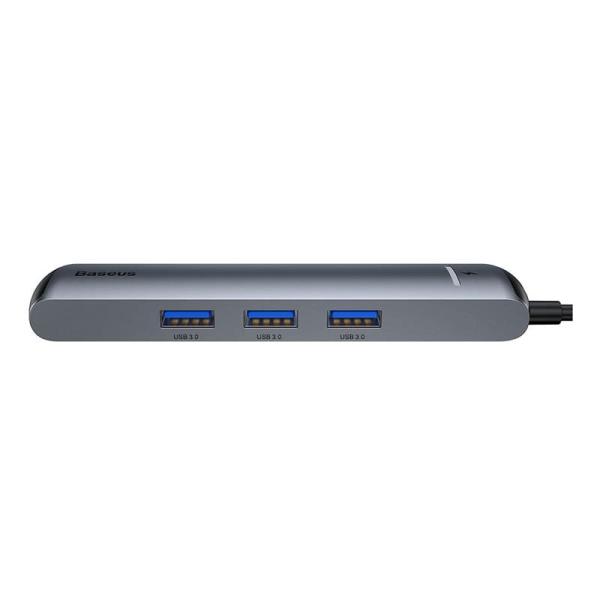 Переходник Baseus для MacBook HUB Mechanical eye 6в1 (USB/HDMI/Type-C/RJ45) (CAHUB-J0G) Deep Grey, темно-серый