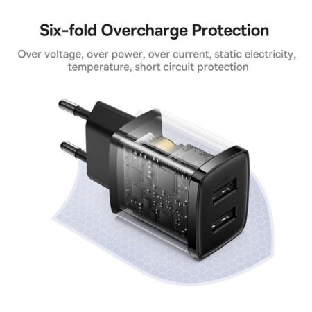 Сетевое зарядное устройство Baseus Compact Charger 2U 10,5 Вт CCXJ010201 (CCCP10UE) Черный Сетевое зарядное устройство Baseus Compact Charger 2U 10,5 Вт CCXJ010201 (CCCP10UE) Черный