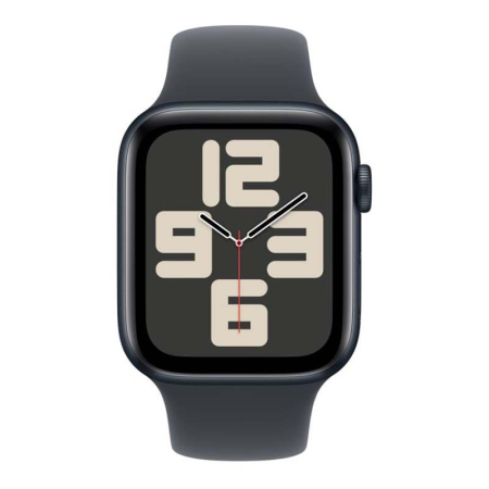 Apple Watch SE (2024), 44 мм корпус из алюминия цвета «Midnight», ремешок Sport Band размера S/M цвета «Midnight» Apple Watch SE (2024), 44 мм корпус из алюминия цвета «Midnight», ремешок Sport Band размера S/M цвета «Midnight»