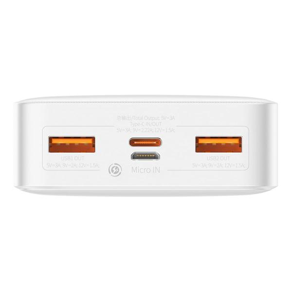 Внешний аккумулятор Baseus Bipow Digital Display Fast Charge Power Bank 20000mAh 20W Overseas Edition PPBD20K (PPBD050302) Белый