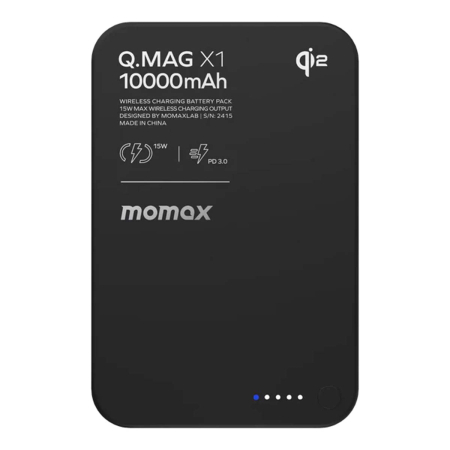 Внешний аккумулятор MOMAX IP136Q2D Q.Mag X1 Qi2 Magnetic wireless power bank(10000mAh) Gen 2, Black Внешний аккумулятор MOMAX IP136Q2D Q.Mag X1 Qi2 Magnetic wireless power bank(10000mAh) Gen 2, Black