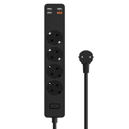 Сетевой фильтр WiWU Smart Power Strip EU Plug 20W 4*AC+3*USB 3.0+ 1*USB-C (U01 EU) Черный Сетевой фильтр WiWU Smart Power Strip EU Plug 20W 4*AC+3*USB 3.0+ 1*USB-C (U01 EU) Черный