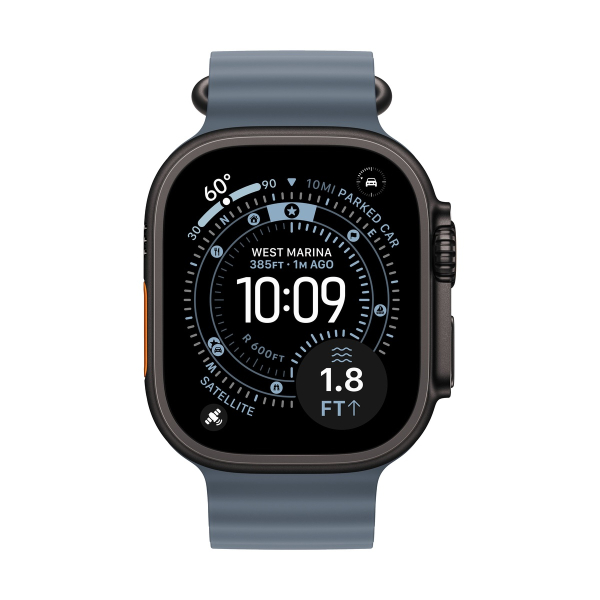 Apple Watch Ultra 3 (2025), 49 мм корпус из титана цвета «Black», ремешок Ocean Band цвета «Anchor Blue» Apple Watch Ultra 3 (2025), 49 мм корпус из титана цвета «Black», ремешок Ocean Band цвета «Anchor Blue»