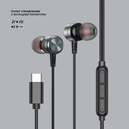 Стереогарнитура Deppa Stereo Alum Type-C (44211) Графит Стереогарнитура Deppa Stereo Alum Type-C (44211) Графит