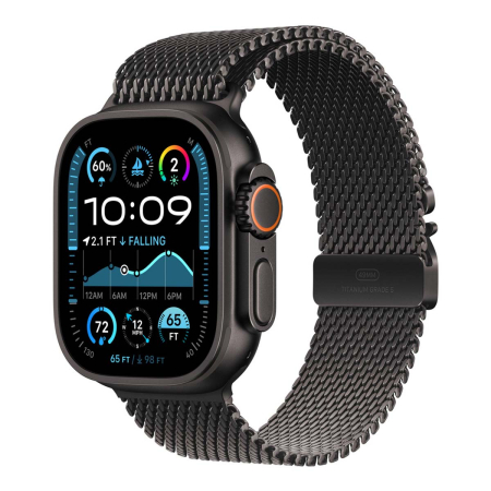 Ремешок для Apple Watch 42/44/45/46/49 mm Gurdini Titanium Milanese Loop Black, чёрный