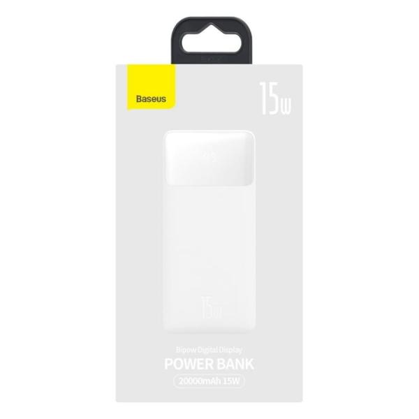 Внешний аккумулятор Baseus Bipow Digital Display Power Bank 20000mAh 15W (PPDML-J02) Белый