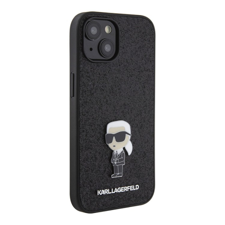 Чехол Karl Lagerfeld для iPhone 15 Fixed glitters NFT Karl Ikonik Metal pin Hard (KLHCP15SGKNPSK) Черный