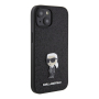 Чехол Karl Lagerfeld для iPhone 15 Fixed glitters NFT Karl Ikonik Metal pin Hard (KLHCP15SGKNPSK) Черный