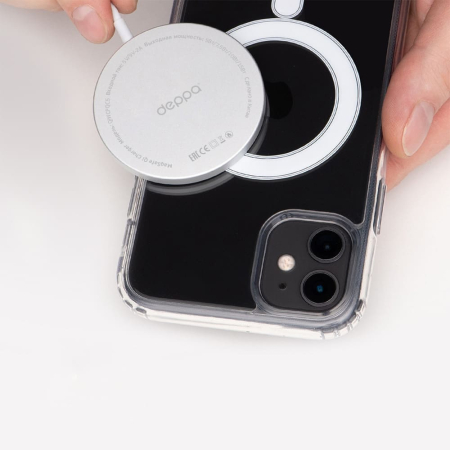 Беспроводное зарядное устройство Deppa MagSafe Ring, Qi 15W (24012) White, белый Беспроводное зарядное устройство Deppa MagSafe Ring, Qi 15W (24012) White, белый