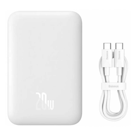 Внешний аккумулятор Baseus Magnetic Mini Wireless Fast Charge power bank с поддержкой беспроводной зарядки 10000mAh 20W (PPCX070002) Белый Внешний аккумулятор Baseus Magnetic Mini Wireless Fast Charge power bank с поддержкой беспроводной зарядки 10000mAh 20W (PPCX070002) Белый