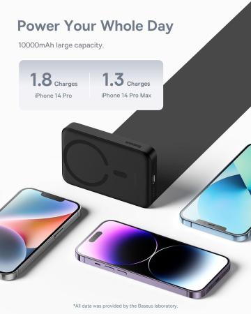 Внешний аккумулятор Baseus Magnetic Mini Wireless Fast Charge Power Bank 10000mAh 30W с поддержкой беспроводной зарядки PPCX110201 (PPCXM1030) Черный Внешний аккумулятор Baseus Magnetic Mini Wireless Fast Charge Power Bank 10000mAh 30W с поддержкой беспроводной зарядки PPCX110201 (PPCXM1030) Черный