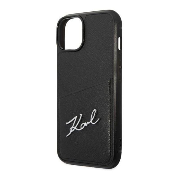 Чехол Karl Lagerfeld для iPhone 14 PU with Cardslot Signature logo Hard (KLHCP14SCSSK) Черный