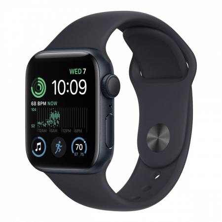Apple Watch SE (2022), 40 мм корпус из алюминия цвета «Midnight», ремешок Sport Band размера S/M цвета «Midnight»