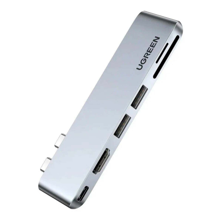 Хаб UGREEN USB-C 6в1 Multifunction Adapter CM380 USB-C+2xUSB-A+HDMI 4K30Hz+SD/TF (80856) Серый